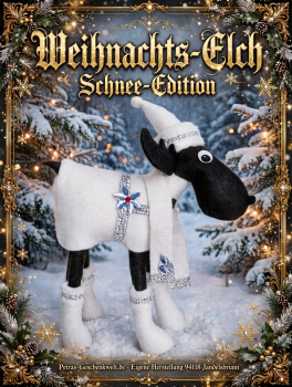 Handgemachter Weihnachts-Elch „Schnee-Edition“ als Dekoration